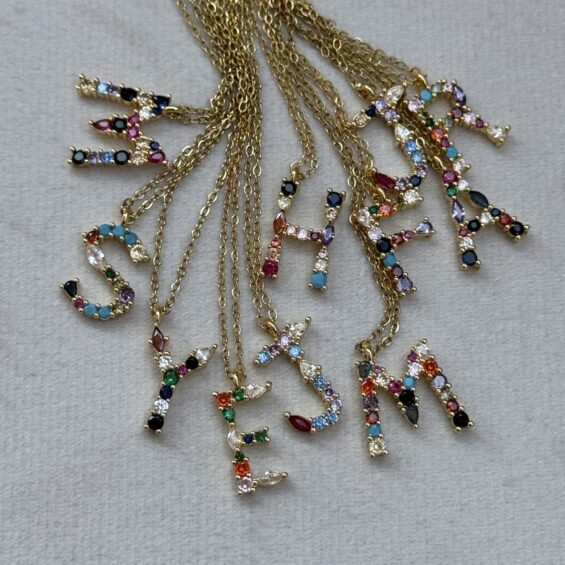 Stone initial necklace