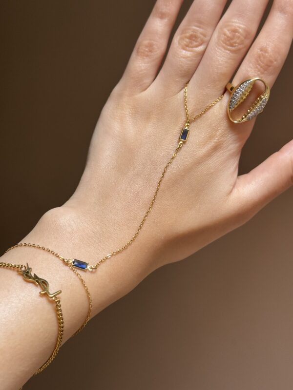 Navy crystal handchain