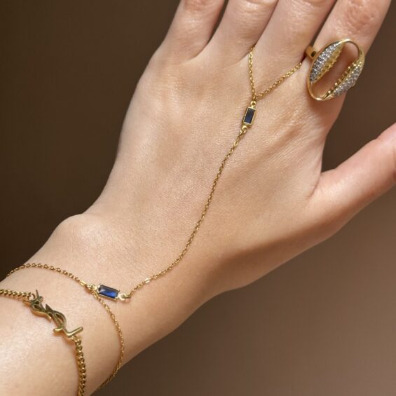 Navy crystal handchain