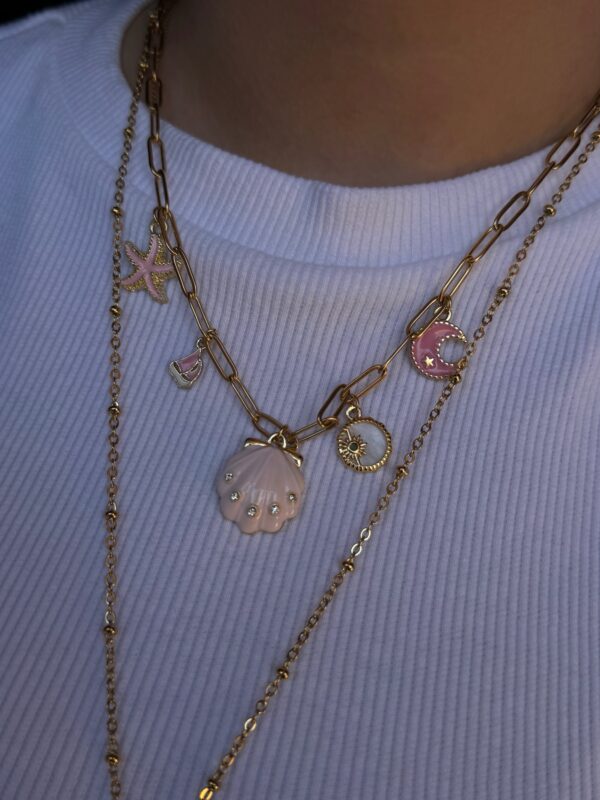 Pink charms necklace