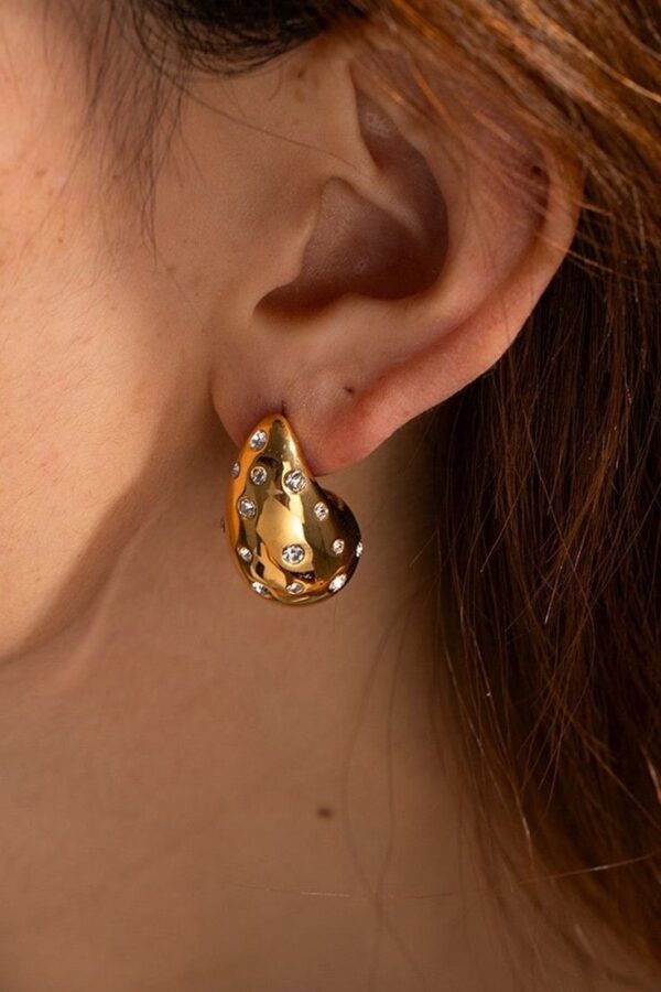 Raindrop with stones earring