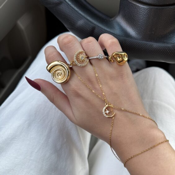 Crescent charm hand chain