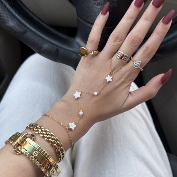 White stars hand chain